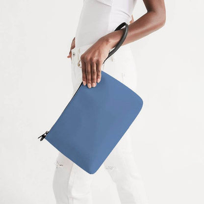 Medium-Light Muted Blue Zip Pouch (IB2-MU-ML) - Side Holding