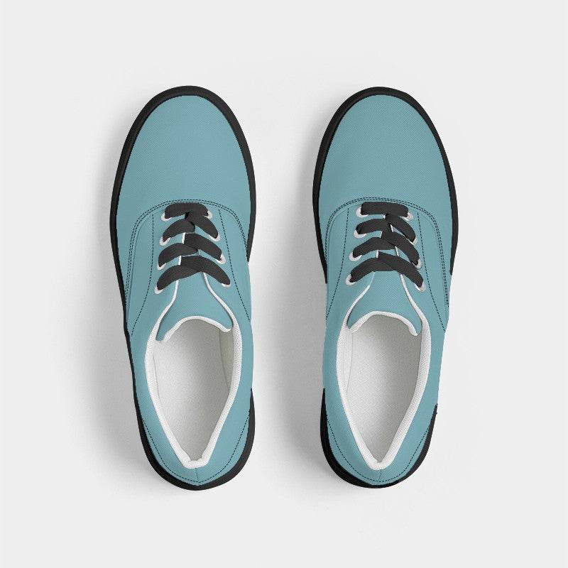 Medium-Light Muted Cyan Men's Canvas Sneakers (C-MU-ML) - Top