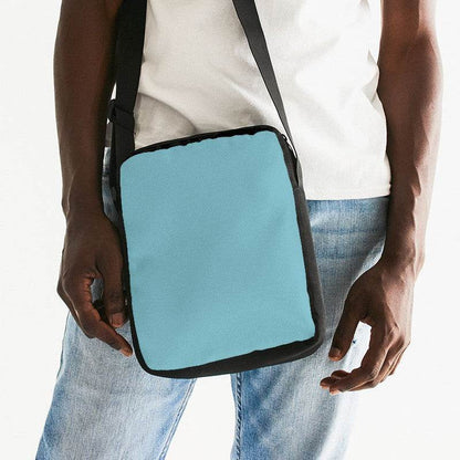 Medium-Light Muted Cyan Messenger Pouch (C-MU-ML) - Man Front CloseUp