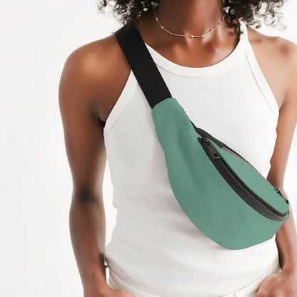 Medium-Light Muted Green Belt Bag (BGG2-MU-ML) - Woman Front CloseUp