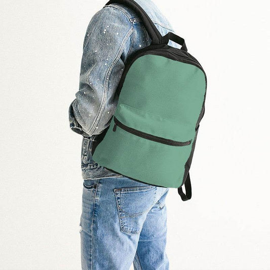 Medium-Light Muted Green Canvas Backpack (BGG2-MU-ML) - Man Back CloseUp