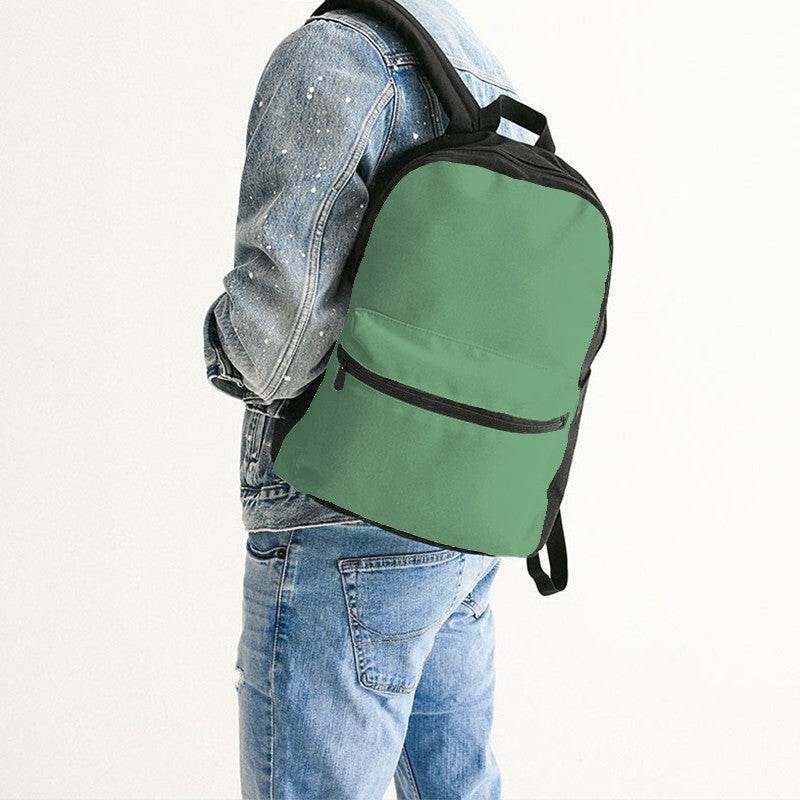 Medium-Light Muted Green Canvas Backpack (G-MU-ML) - Man Back CloseUp