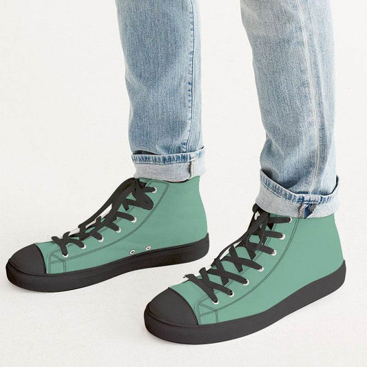Medium-Light Muted Green Men's High-Top Canvas Sneakers (BGG2-MU-ML) - Man CloseUp