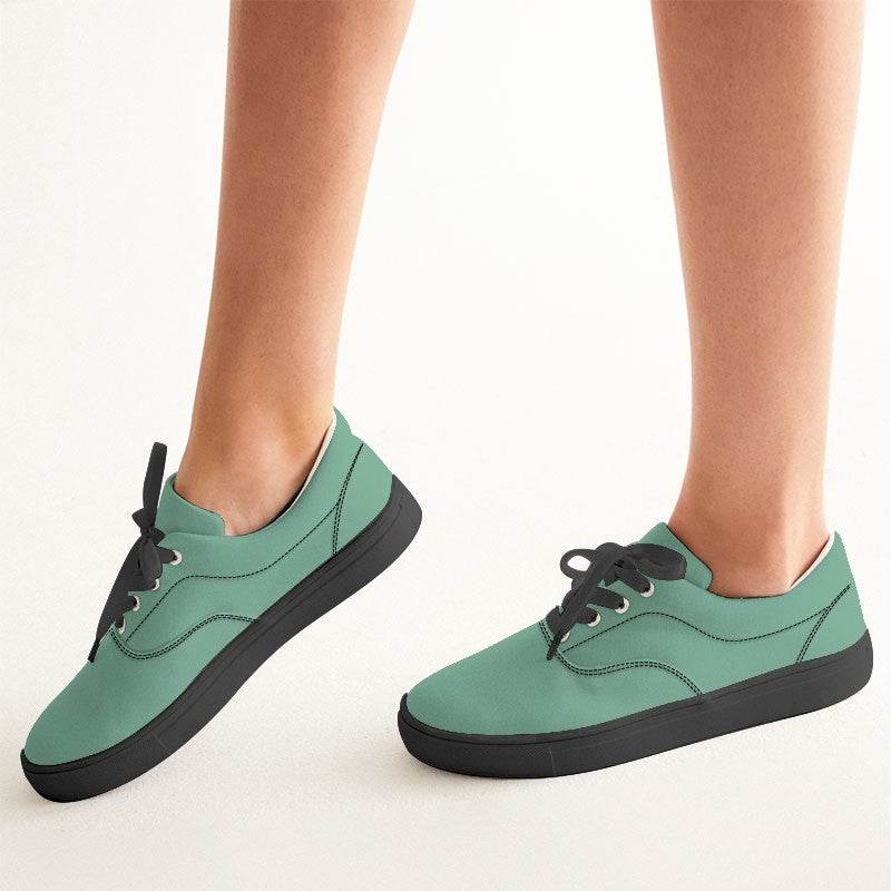 Medium-Light Muted Green Women's Canvas Sneakers (BGG2-MU-ML) - Woman CloseUp