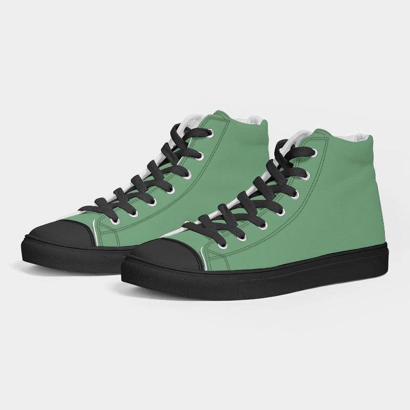 Medium-Light Muted Green Women's High-Top Canvas Sneakers (G-MU-ML) - Side 3
