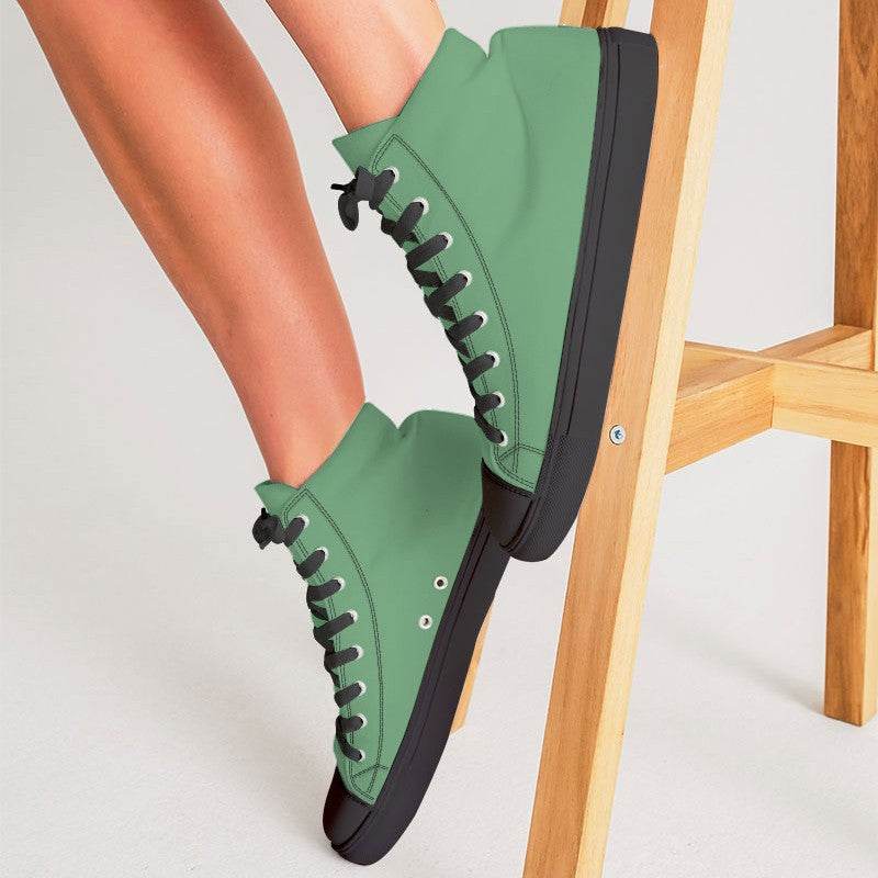 Medium-Light Muted Green Women's High-Top Canvas Sneakers (G-MU-ML) - Woman CloseUp