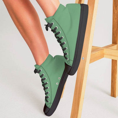 Medium-Light Muted Green Women's High-Top Canvas Sneakers (G-MU-ML) - Woman CloseUp