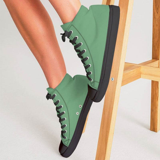 Medium-Light Muted Green Women's High-Top Canvas Sneakers (G-MU-ML) - Woman CloseUp