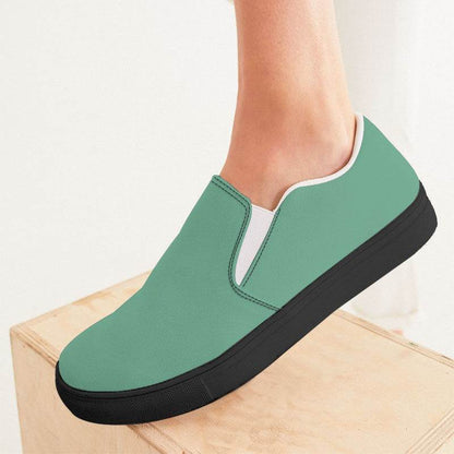 Medium-Light Muted Green Women's Slip-On Canvas Sneakers (BGG2-MU-ML) - Woman CloseUp