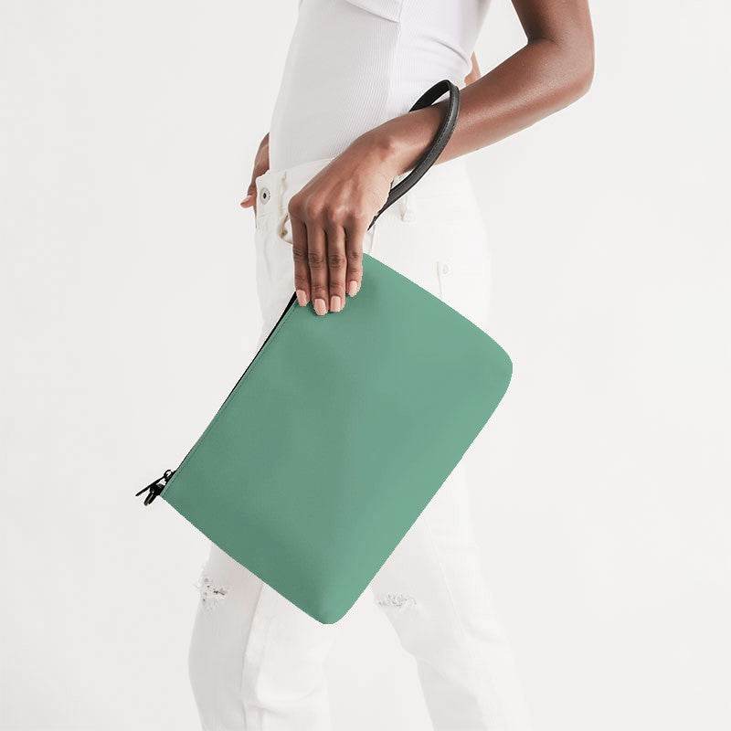 Medium-Light Muted Green Zip Pouch (BGG2-MU-ML) - Side Holding