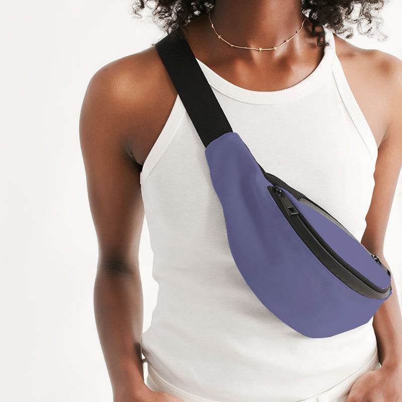 Medium-Light Muted Indigo Belt Bag (PUI2-MU-ML) - Woman Front CloseUp