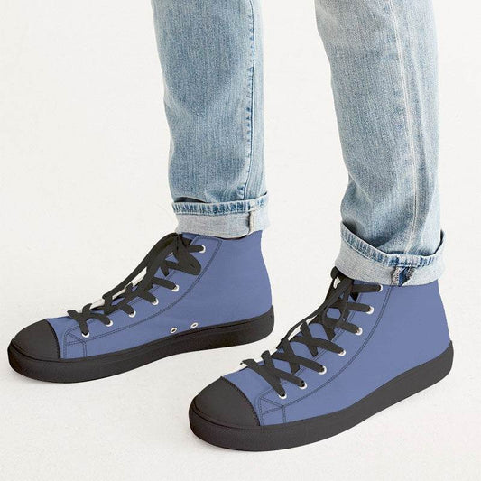 Medium-Light Muted Indigo Men's High-Top Canvas Sneakers (I-MU-ML) - Man CloseUp