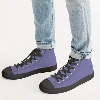 Medium-Light Muted Indigo Men's High-Top Canvas Sneakers (PUI2-MU-ML) - Man CloseUp