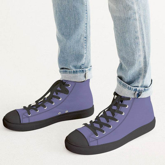 Medium-Light Muted Indigo Men's High-Top Canvas Sneakers (PUI2-MU-ML) - Man CloseUp