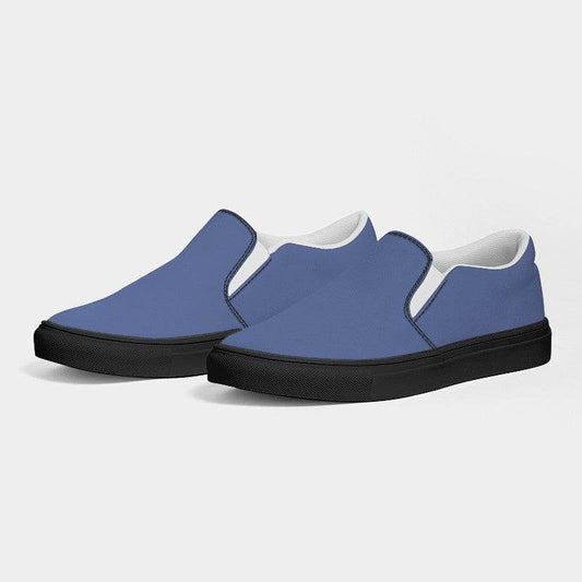 Medium-Light Muted Indigo Men's Slip-On Canvas Sneakers (I-MU-ML) - Side 3