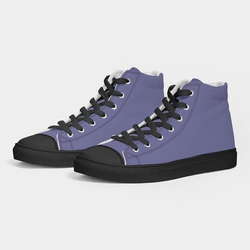 Medium-Light Muted Indigo Women's High-Top Canvas Sneakers (PUI2-MU-ML) - Side 3