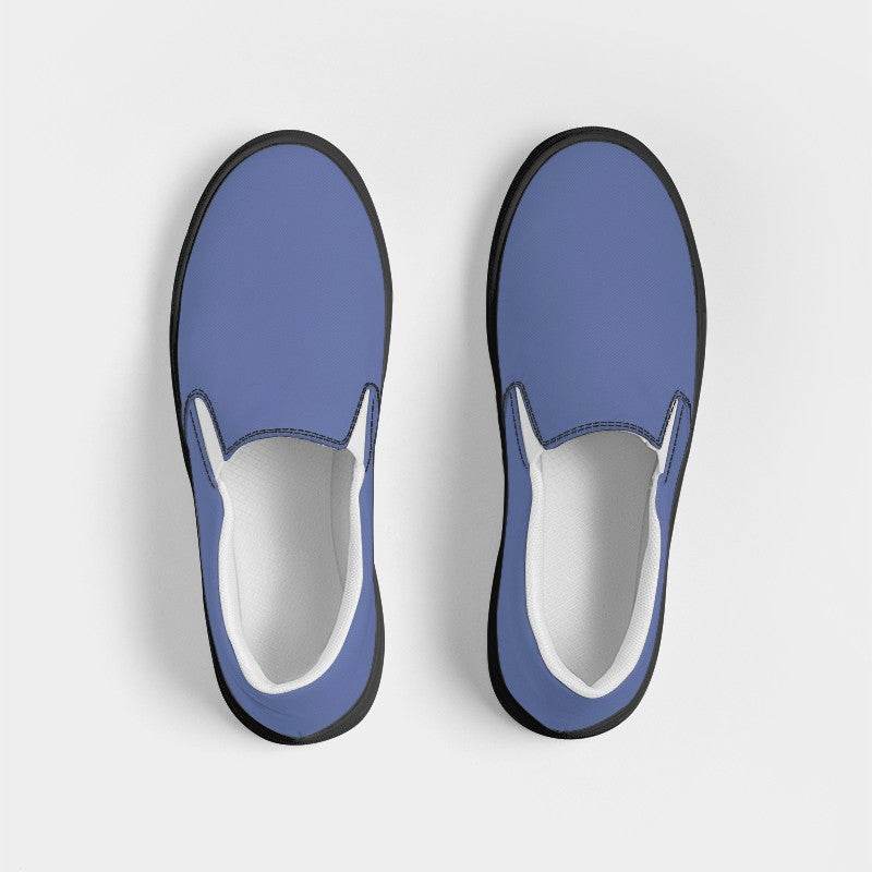 Medium-Light Muted Indigo Women's Slip-On Canvas Sneakers (I-MU-ML) - Top