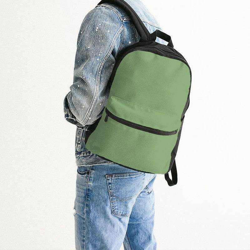Medium-Light Muted Lime Canvas Backpack (GL2-MU-ML) - Man Back CloseUp