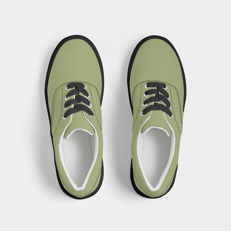 Medium-Light Muted Lime Men's Canvas Sneakers (L-MU-ML) - Top