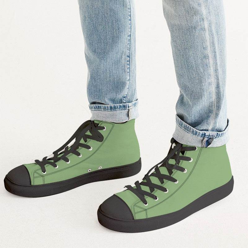 Medium-Light Muted Lime Men's High-Top Canvas Sneakers (GL2-MU-ML) - Man CloseUp
