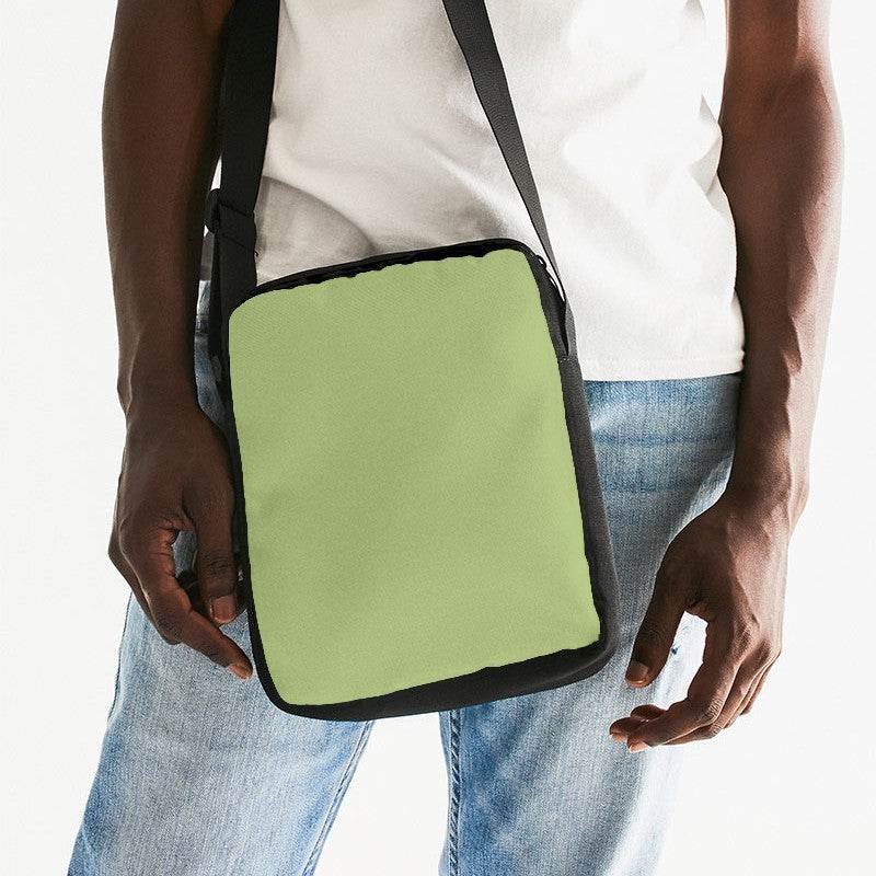 Medium-Light Muted Lime Messenger Pouch (L-MU-ML) - Man Front CloseUp