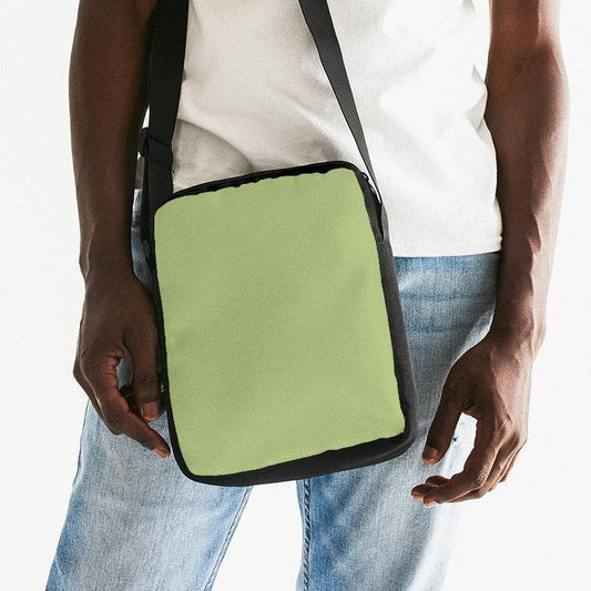 Medium-Light Muted Lime Messenger Pouch (L-MU-ML) - Man Front CloseUp