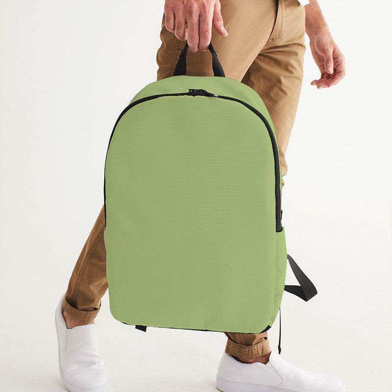Medium-Light Muted Lime Waterproof Backpack (L-MU-ML) - Man Holding CloseUp