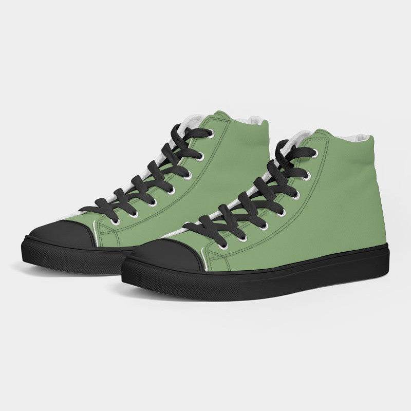 Medium-Light Muted Lime Women's High-Top Canvas Sneakers (GL2-MU-ML) - Side 3