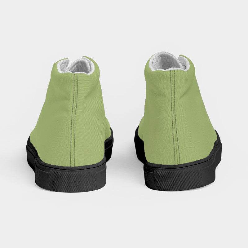 Medium-Light Muted Lime Women's High-Top Canvas Sneakers (L-MU-ML) - Back