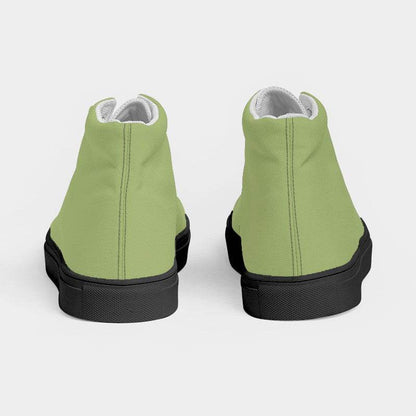 Medium-Light Muted Lime Women's High-Top Canvas Sneakers (L-MU-ML) - Back
