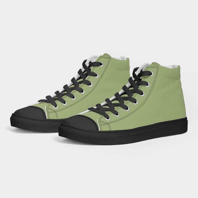 Medium-Light Muted Lime Women's High-Top Canvas Sneakers (L-MU-ML) - Side 3