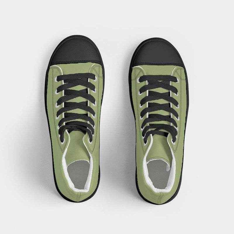 Medium-Light Muted Lime Women's High-Top Canvas Sneakers (L-MU-ML) - Top