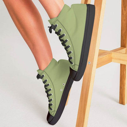 Medium-Light Muted Lime Women's High-Top Canvas Sneakers (L-MU-ML) - Woman CloseUp
