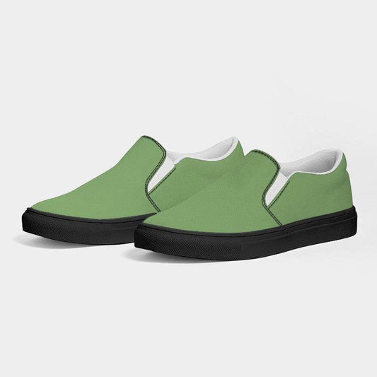 Medium-Light Muted Lime Women's Slip-On Canvas Sneakers (GL2-MU-ML) - Side 3