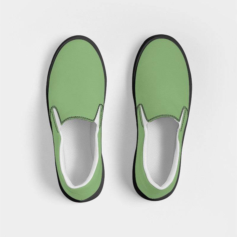 Medium-Light Muted Lime Women's Slip-On Canvas Sneakers (GL2-MU-ML) - Top