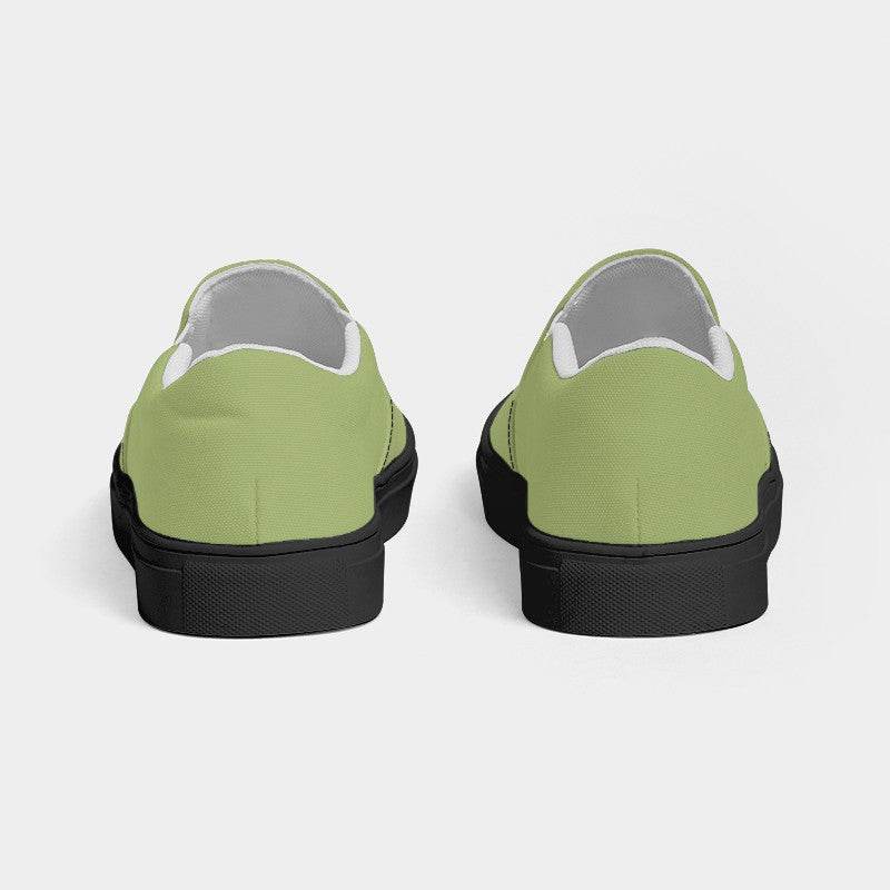 Medium-Light Muted Lime Women's Slip-On Canvas Sneakers (L-MU-ML) - Back