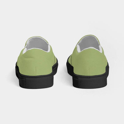 Medium-Light Muted Lime Women's Slip-On Canvas Sneakers (L-MU-ML) - Back