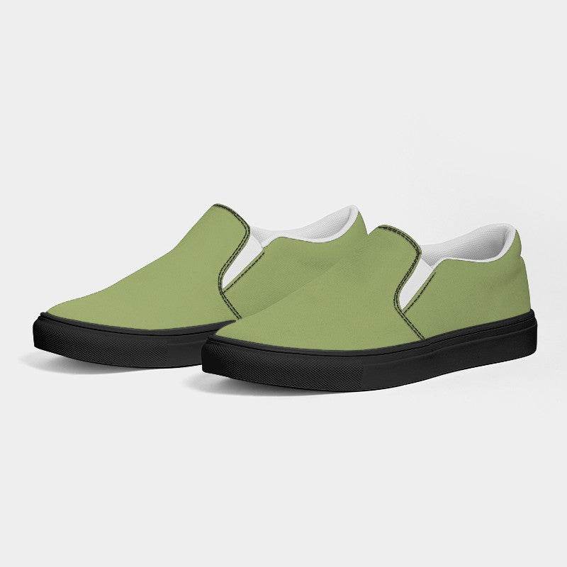Medium-Light Muted Lime Women's Slip-On Canvas Sneakers (L-MU-ML) - Side 3