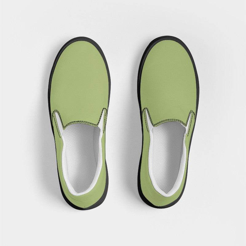 Medium-Light Muted Lime Women's Slip-On Canvas Sneakers (L-MU-ML) - Top