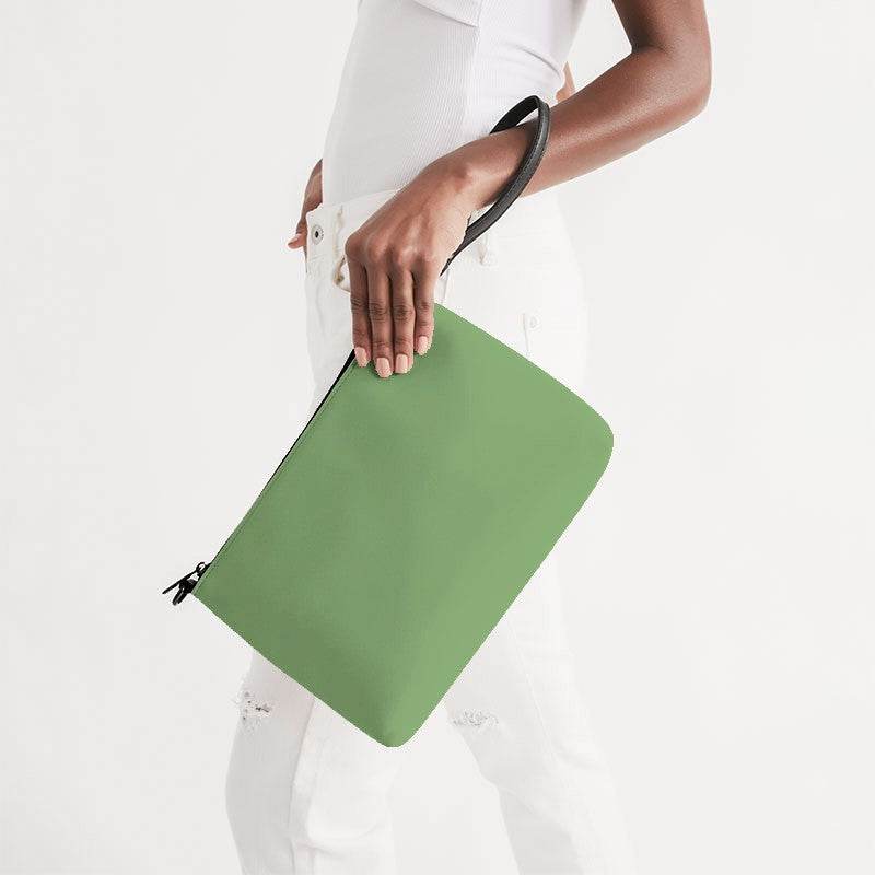 Medium-Light Muted Lime Zip Pouch (GL2-MU-ML) - Side Holding