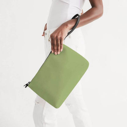 Medium-Light Muted Lime Zip Pouch (L-MU-ML) - Side Holding