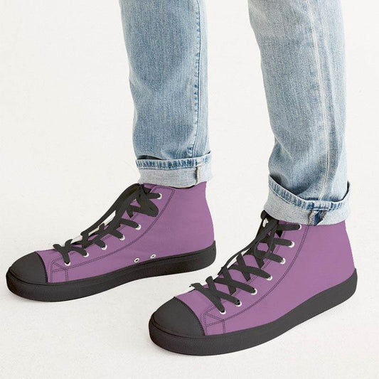 Medium-Light Muted Magenta Men's High-Top Canvas Sneakers (M-MU-ML) - Man CloseUp