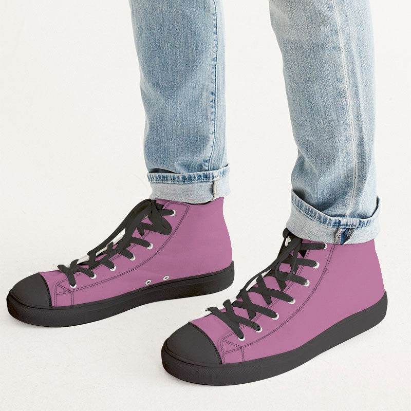 Medium-Light Muted Magenta Men's High-Top Canvas Sneakers (PIM2-MU-ML) - Man CloseUp
