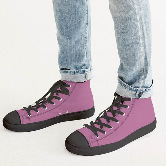 Medium-Light Muted Magenta Men's High-Top Canvas Sneakers (PIM2-MU-ML) - Man CloseUp