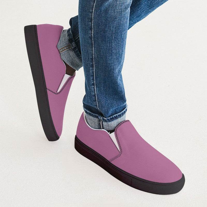 Medium-Light Muted Magenta Men's Slip-On Canvas Sneakers (PIM2-MU-ML) - Man CloseUp