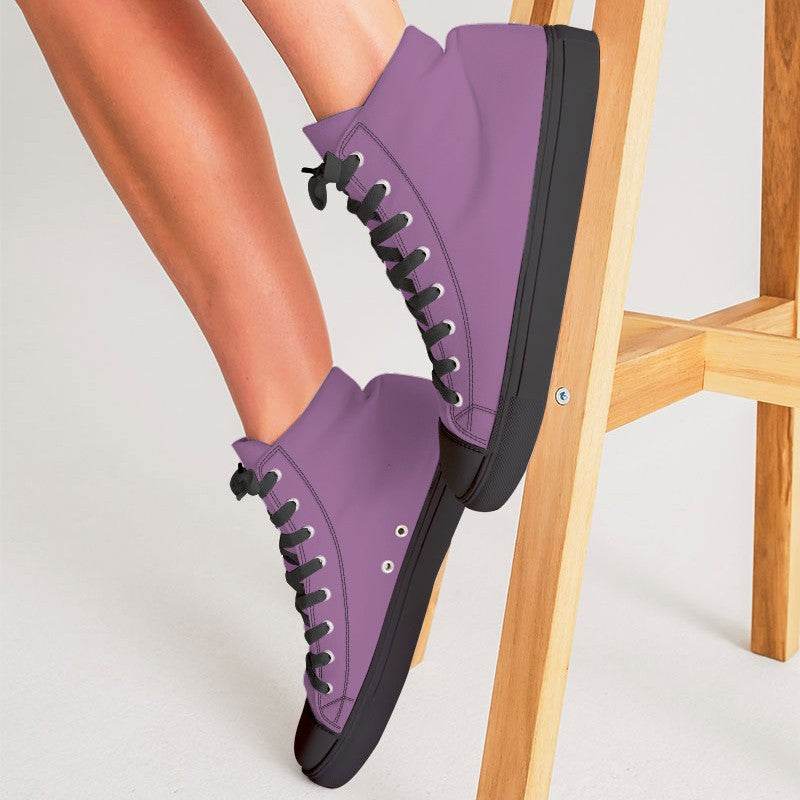 Medium-Light Muted Magenta Women's High-Top Canvas Sneakers (M-MU-ML) - Woman CloseUp