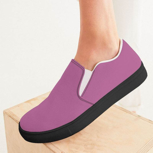 Medium-Light Muted Magenta Women's Slip-On Canvas Sneakers (PIM2-MU-ML) - Woman CloseUp