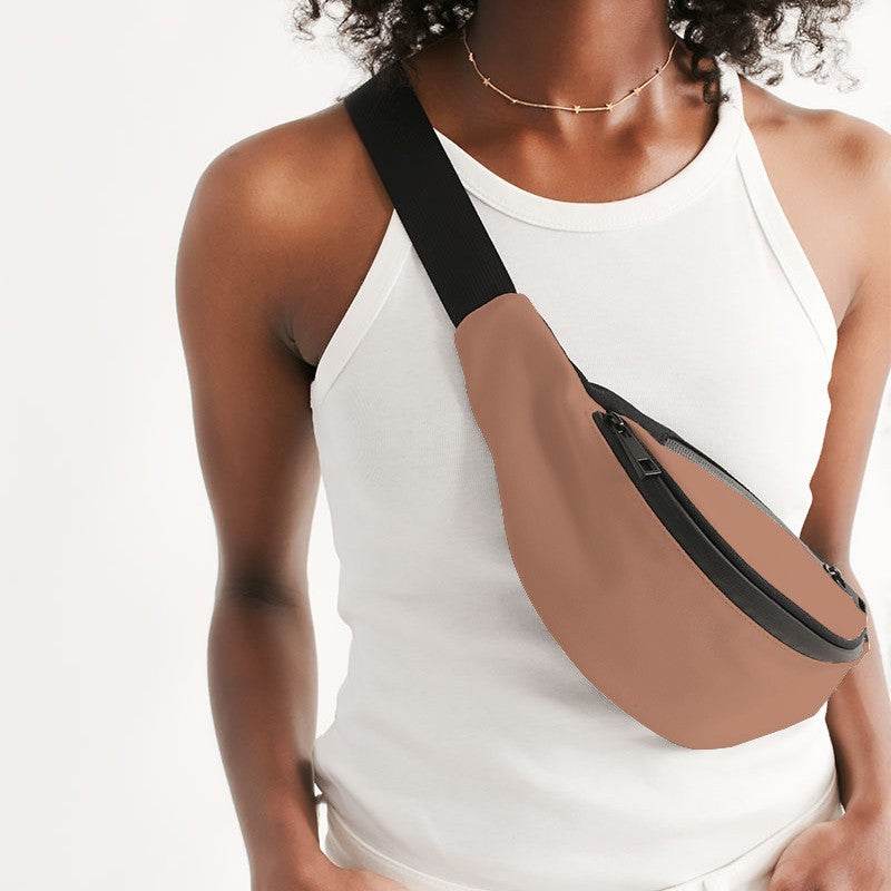 Medium-Light Muted Orange Belt Bag (OR2-MU-ML) - Woman Front CloseUp