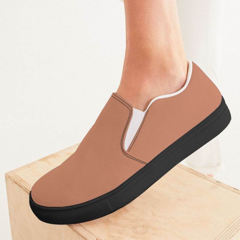Medium-Light Muted Orange Women's Slip-On Canvas Sneakers (OR2-MU-ML) - Woman CloseUp