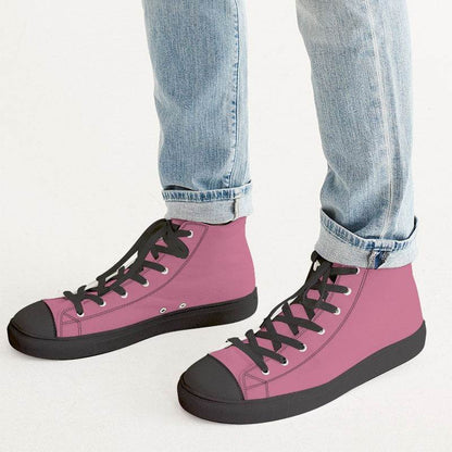 Medium-Light Muted Pink Men's High-Top Canvas Sneakers (PI-MU-ML) - Man CloseUp